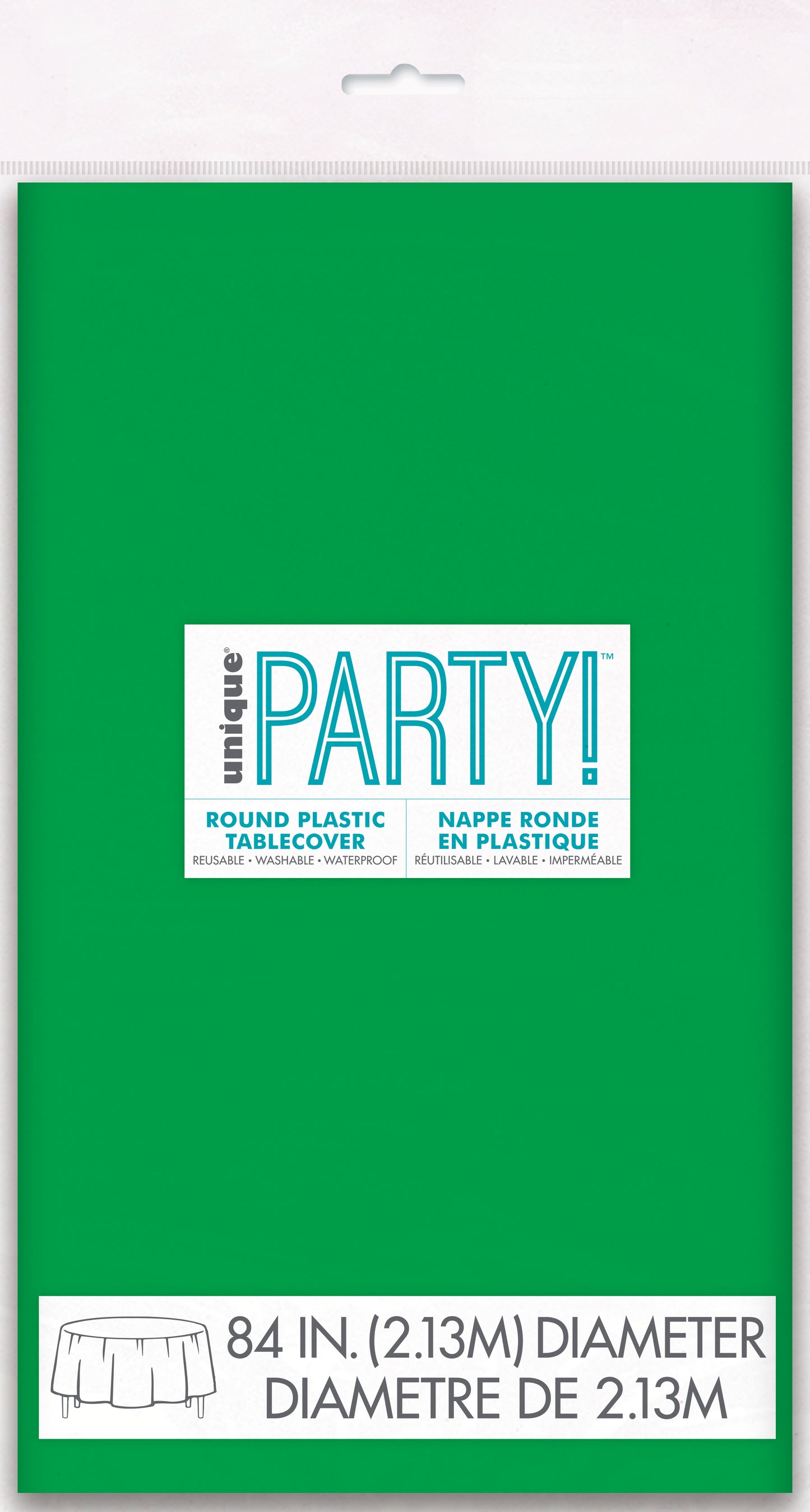 Emerald Green Round Plastic Table Cover – 84 Inch Party Tablecloth