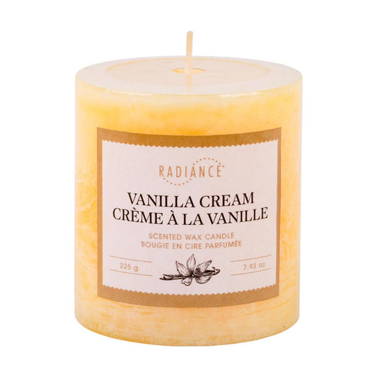 Frosted Scented Pillar Candle, 2.7"x 2.9", Vanilla Cream