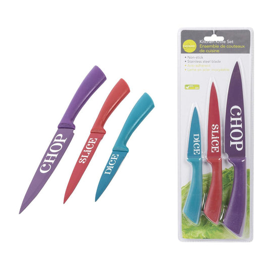 L.Gourmet 3-pc Kitchen Knife Set, Non-stick, clam shell (CS)