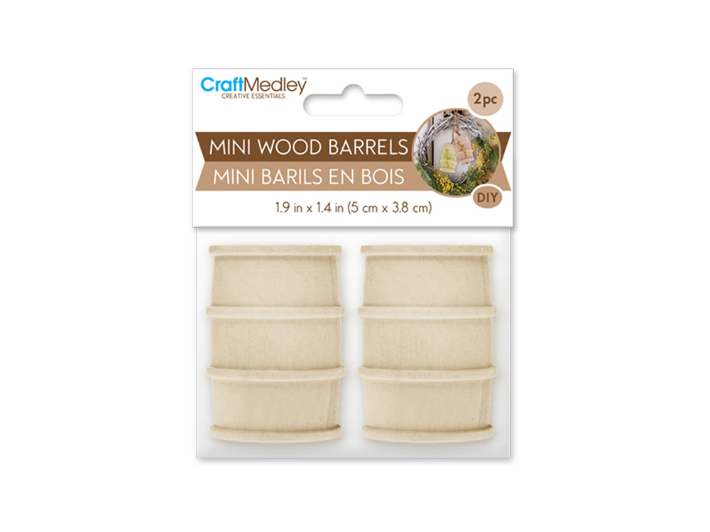 Craftwood: 1.9"x1.4" Mini Barrels 2pc Natural Routered Bands x4