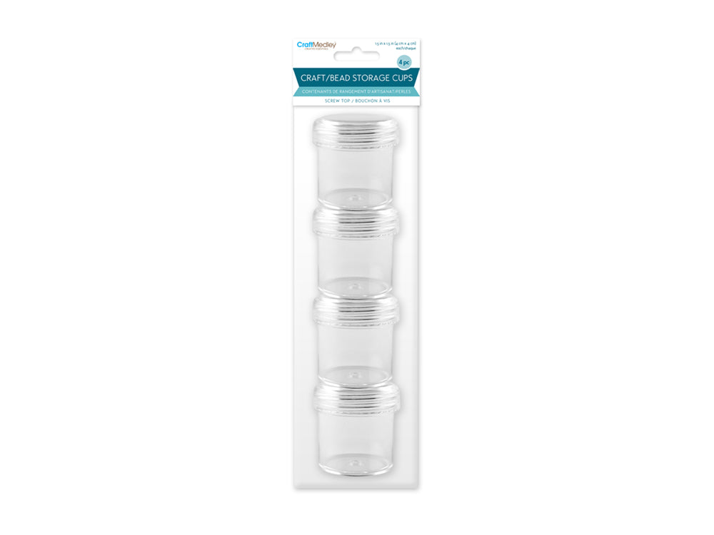 Craft/Bead Storage: 12ml Screw-Top Cups x4 (48ml Total)