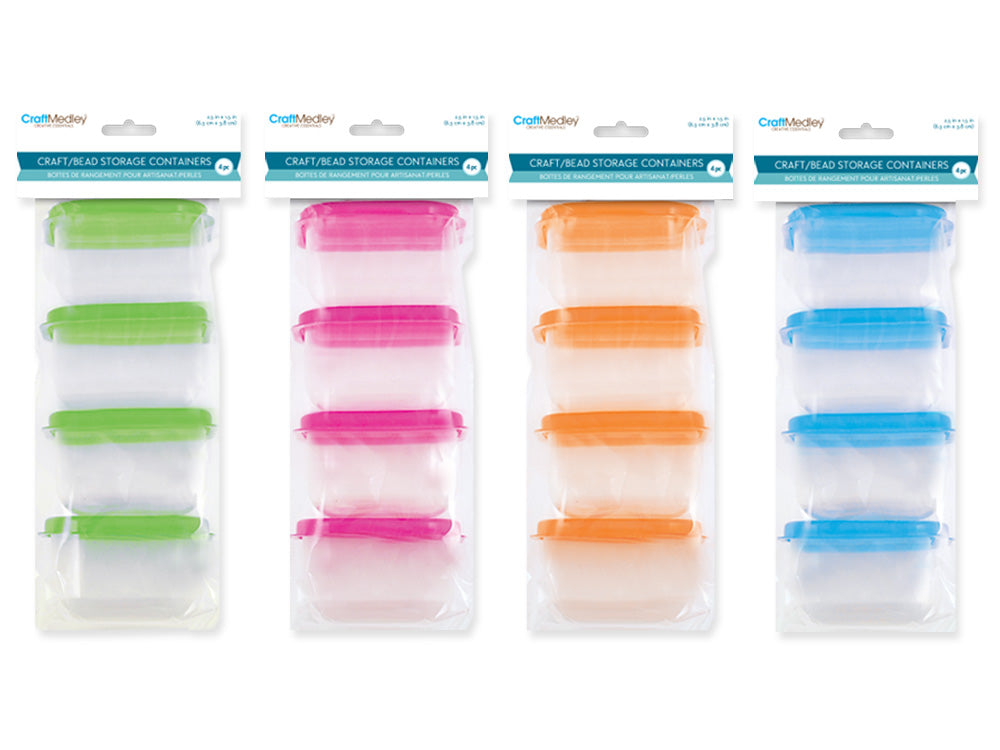 Craft/Bead Storage: 2.5"x1.5" Containers w/Lids 4pk