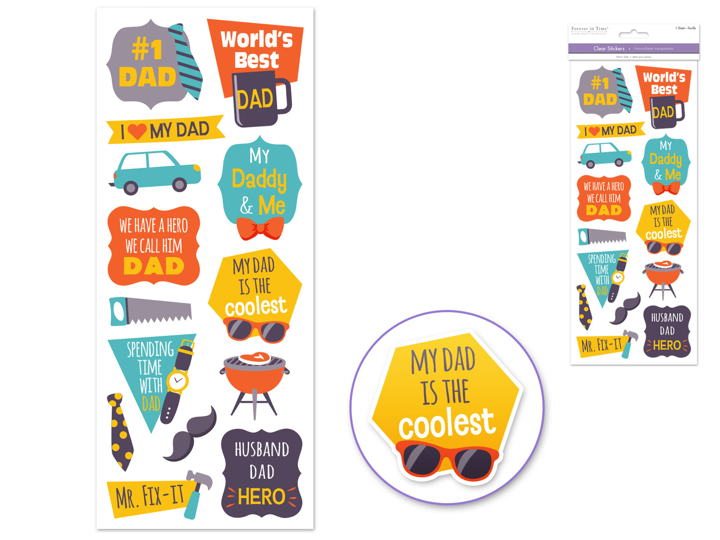 Paper Craft Sticker: 5"x12" Classic Themes 'Clear' Photo Safe H) #1 Dad