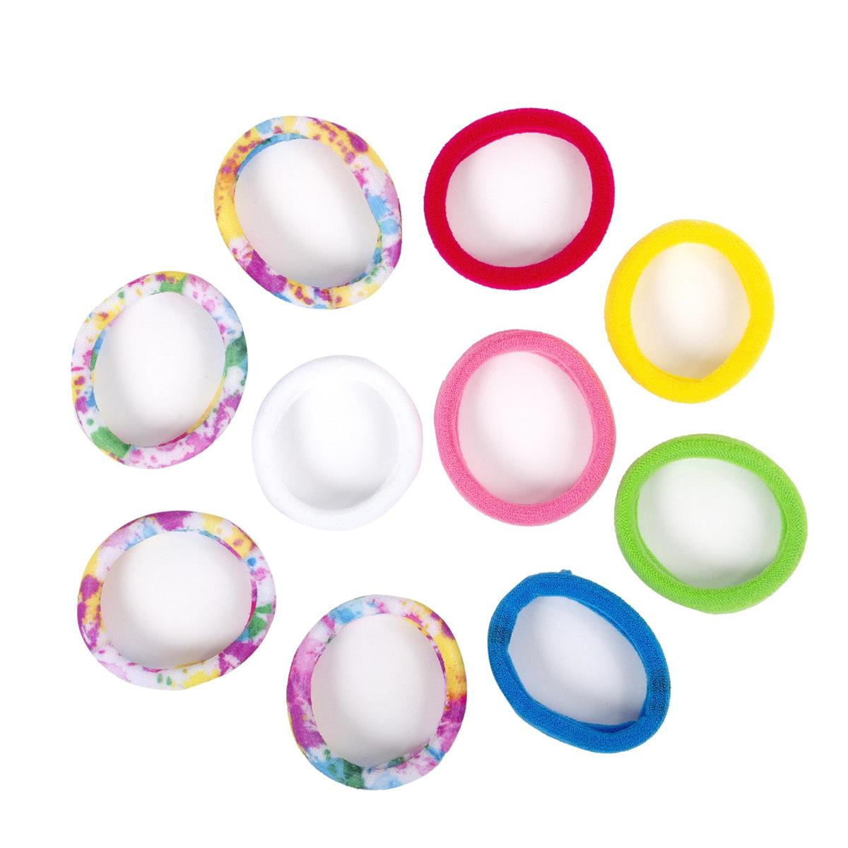 Stylin G, 10-pc Ponyholder 4 w tie-dye, clasp-free, hc