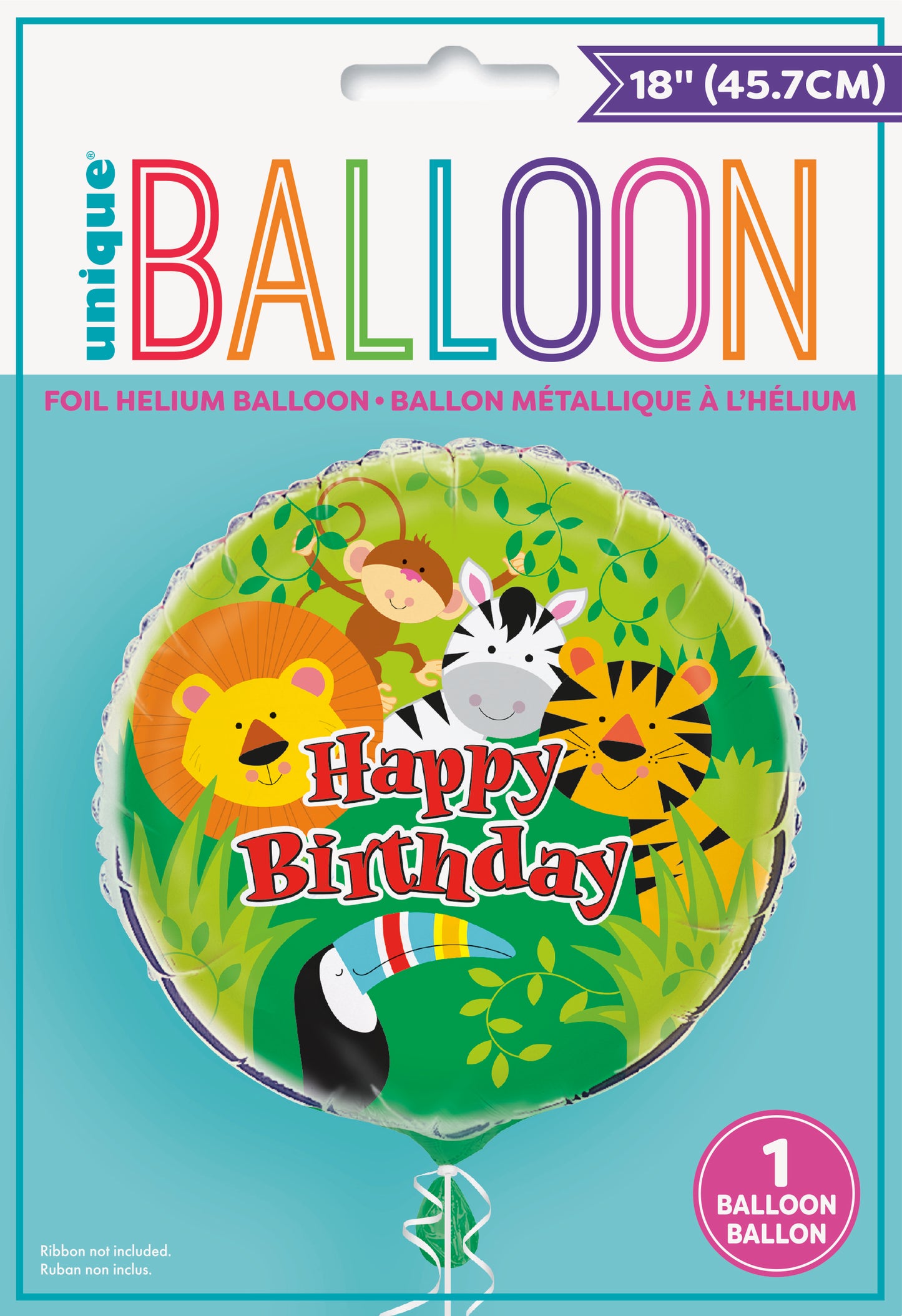 Foil Balloon 18": Animal Jungle - Round