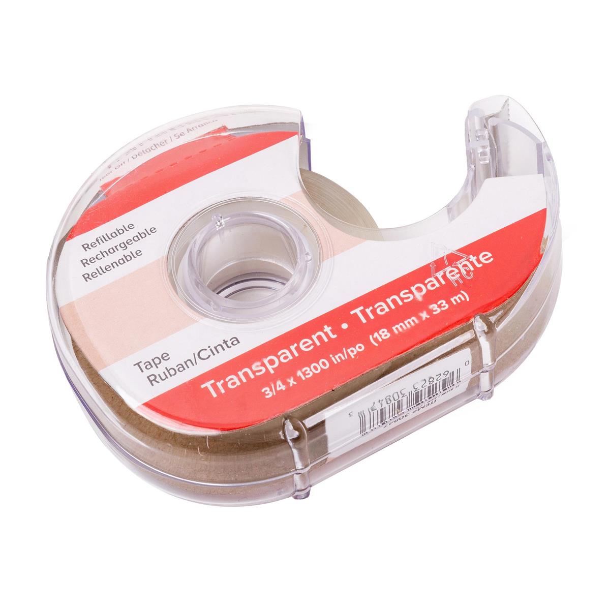 O.WKs. 3/4"x1300" Transparent Tape w/Dispenser, header