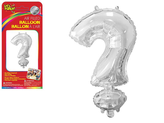 Let's Party "?" Silver Air Filled Balloon, 14"
