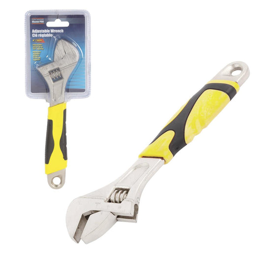 H.E. Master Pro 8" Adj. Wrench Yellow&Black handle, double blister