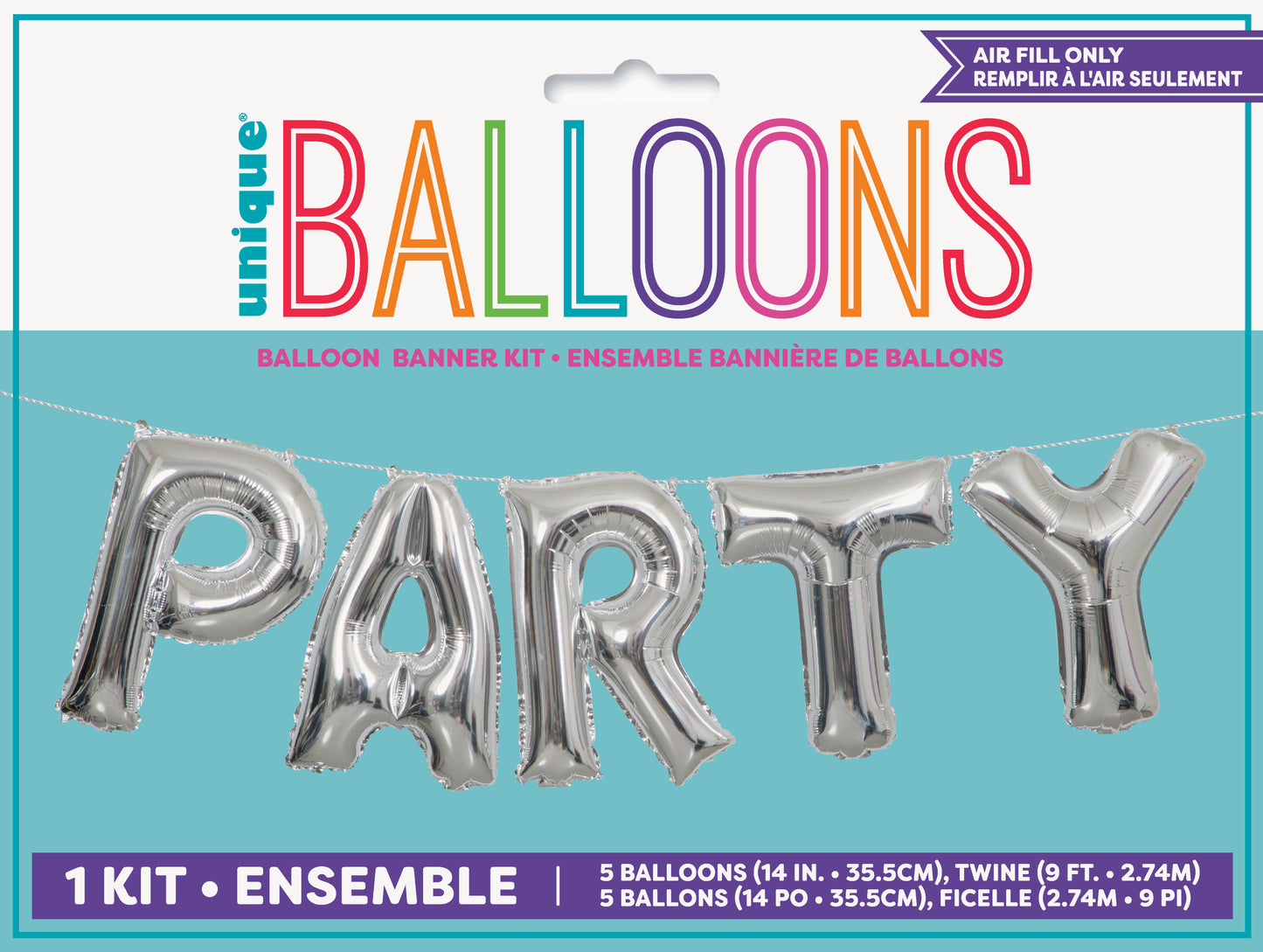 Foil Balloon 14"-Silver Party Letter Balloon Banner Kit