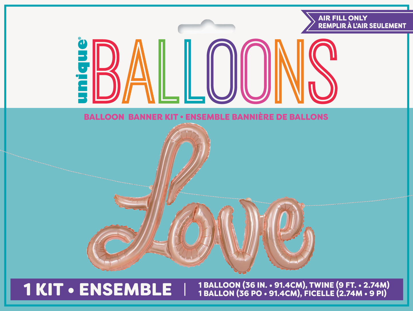 Foil Balloon 36"-Rose Gold Love Letter Balloon Banner Kit
