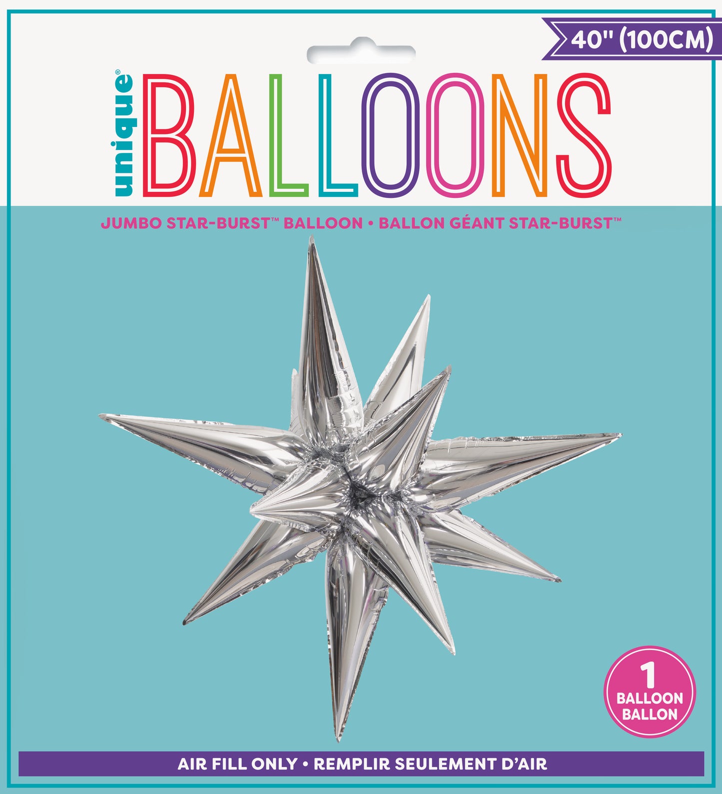 Foil Balloon - Silver - 12 Point 3D Star - Jumbo