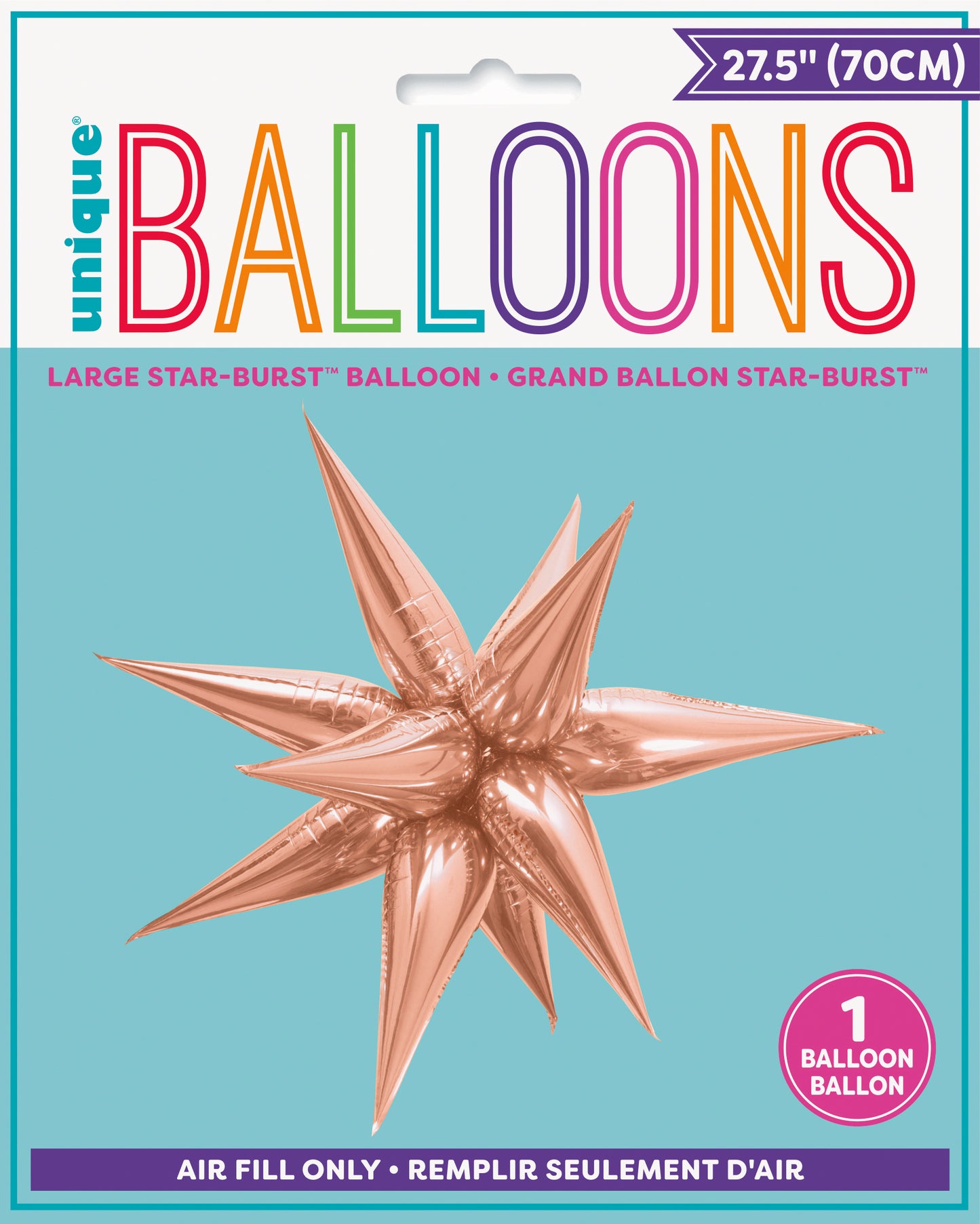 Foil Balloon - Rose Gold -  12 Point 3D Star  - Large