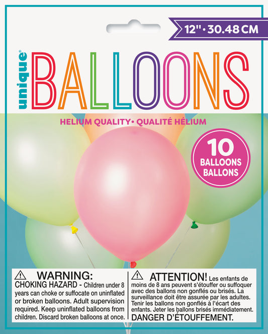 Latex Balloon 12"- Neon Colors, 10ct