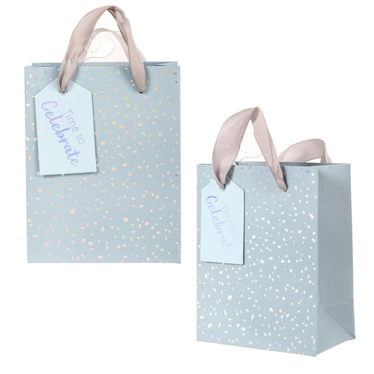 Paper T. DLX Gift Bag, Small, Grey Sparkle, Matte 210GSM, HS Tag +j-hook