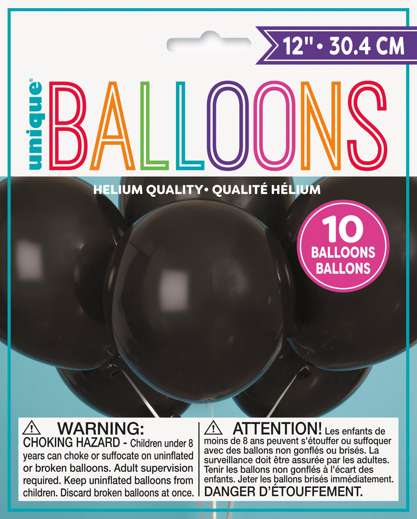 Latex Balloons 12": Jet Black, 10/PK