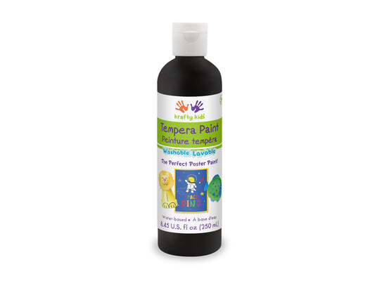 Krafty Kids Paint: 250ml Tempera (8.45oz) A) Black