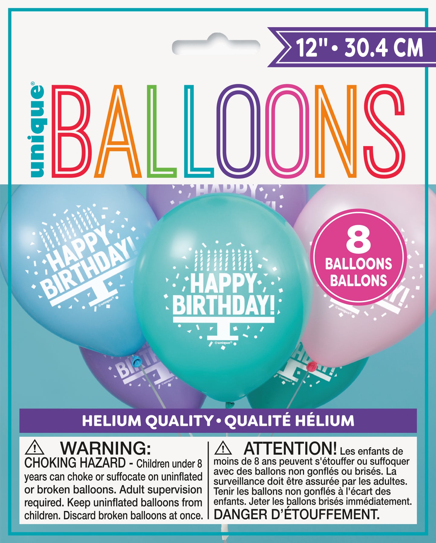 Latex Balloon 12": Pastel Birthday Cake , 8/PK