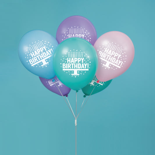 Latex Balloon 12": Pastel Birthday Cake , 8/PK