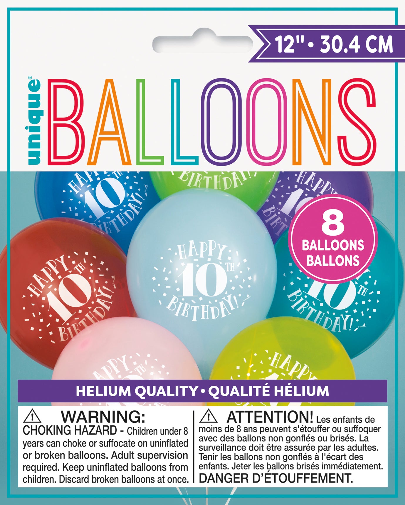 Latex Balloon: Fun Happy 10th Birthday - 12" Latex Balloons, 8/PK