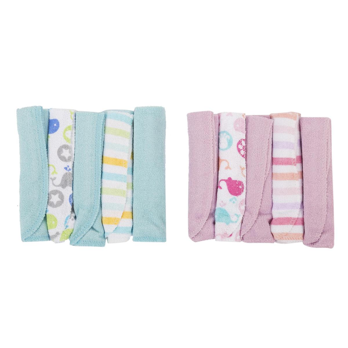 Tootsie Baby, 5-pc Washcloth, 2asst 9"x 9"  (CS)