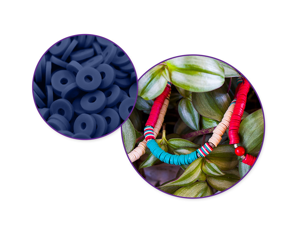 Polymer Clay Beads: 6mm Round Heishi 45g 3-Col 15g ea B) Bold
