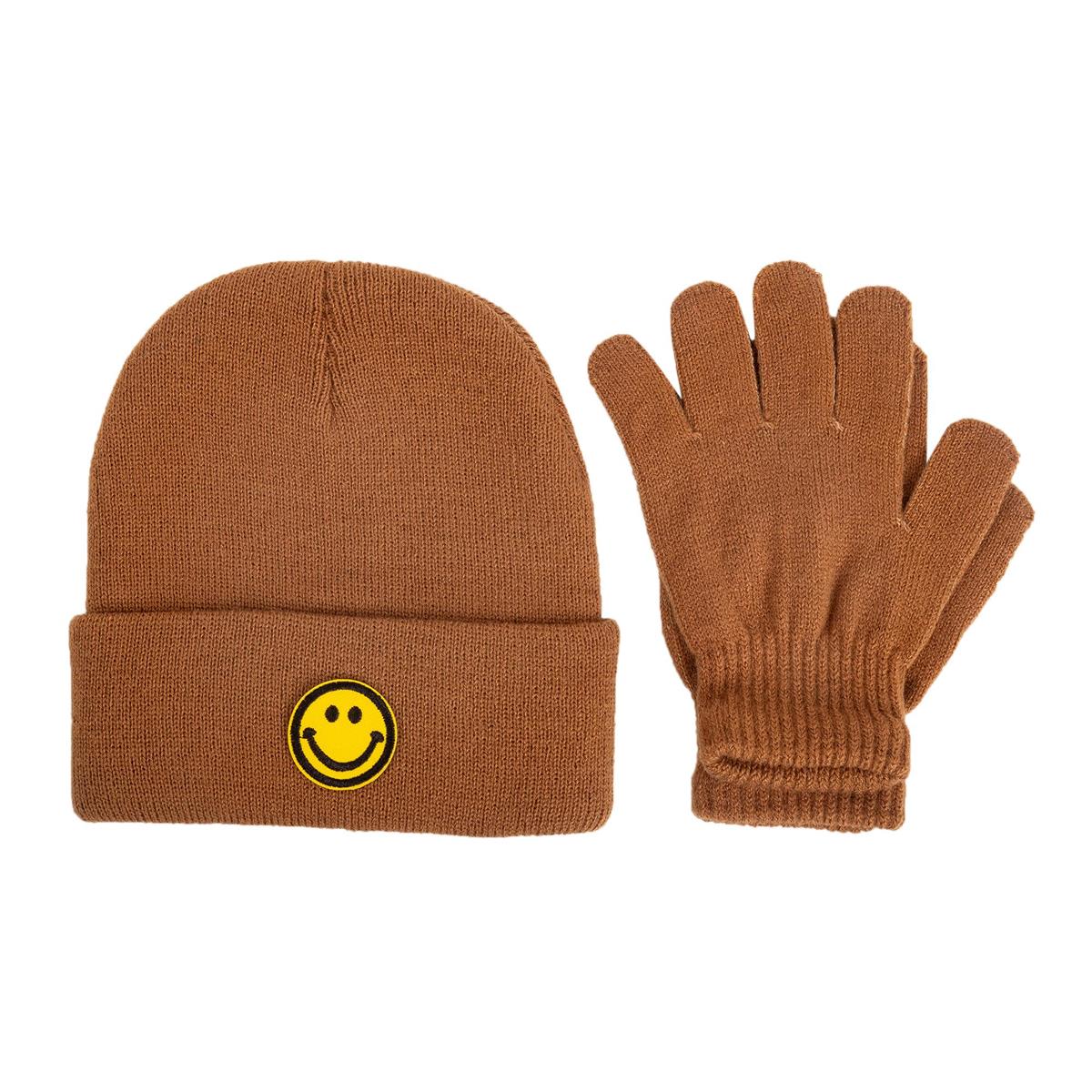 Nordic T. Boys Smiley Beanie & Glove Set, Darks, 3-6y, 3 col, ht