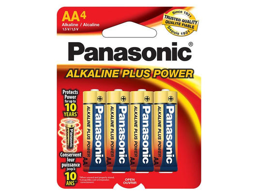 Panasonic, 4pk AA Alkaline Plus Power Batteries