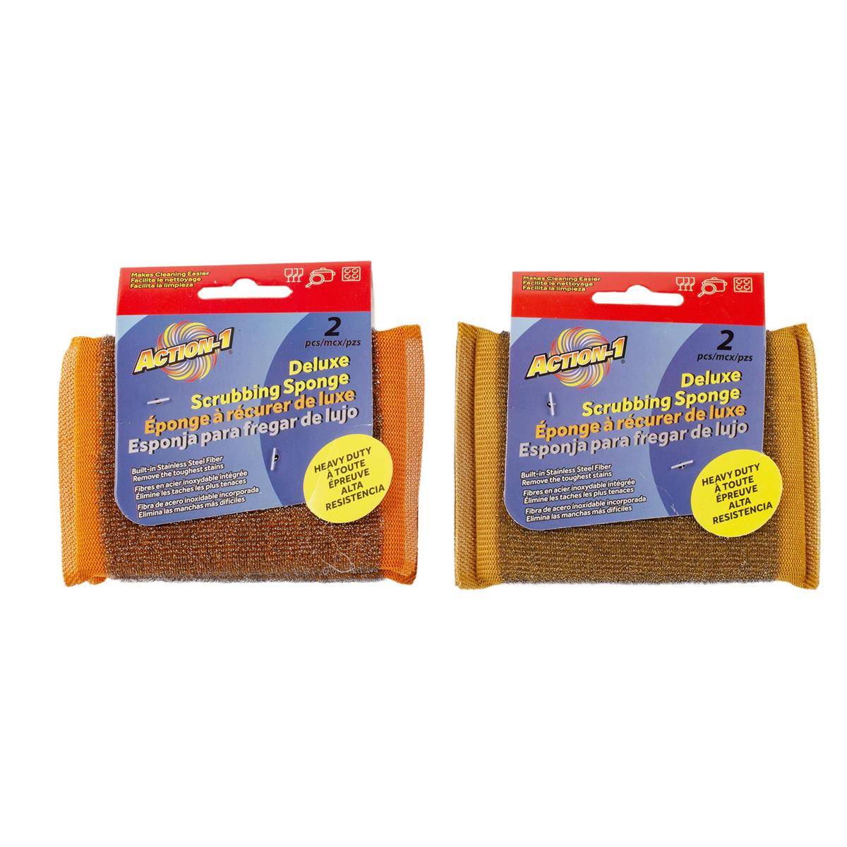 Action-1 2-PC S.S. Scrubbing Sponge Wrap Card, 2 Asst.(CS)