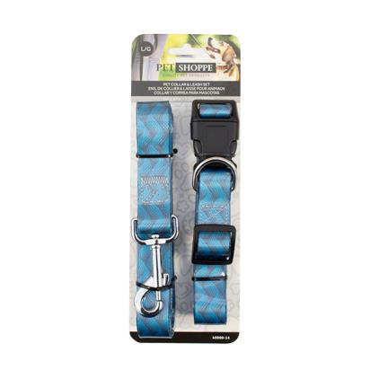 TPU LARGE DOG LEASH SET--TURQ.2.5x45-70cm &2.5x120c