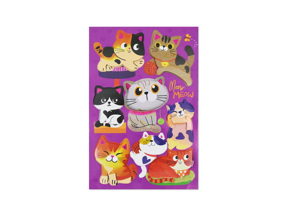 Handmade Sticker: 4.9"x7.3" 3D Big Puffy C) Meow