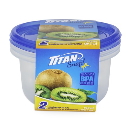 TITAN SNAP ROUND FOOD CONTAINER 615ML 2/PK