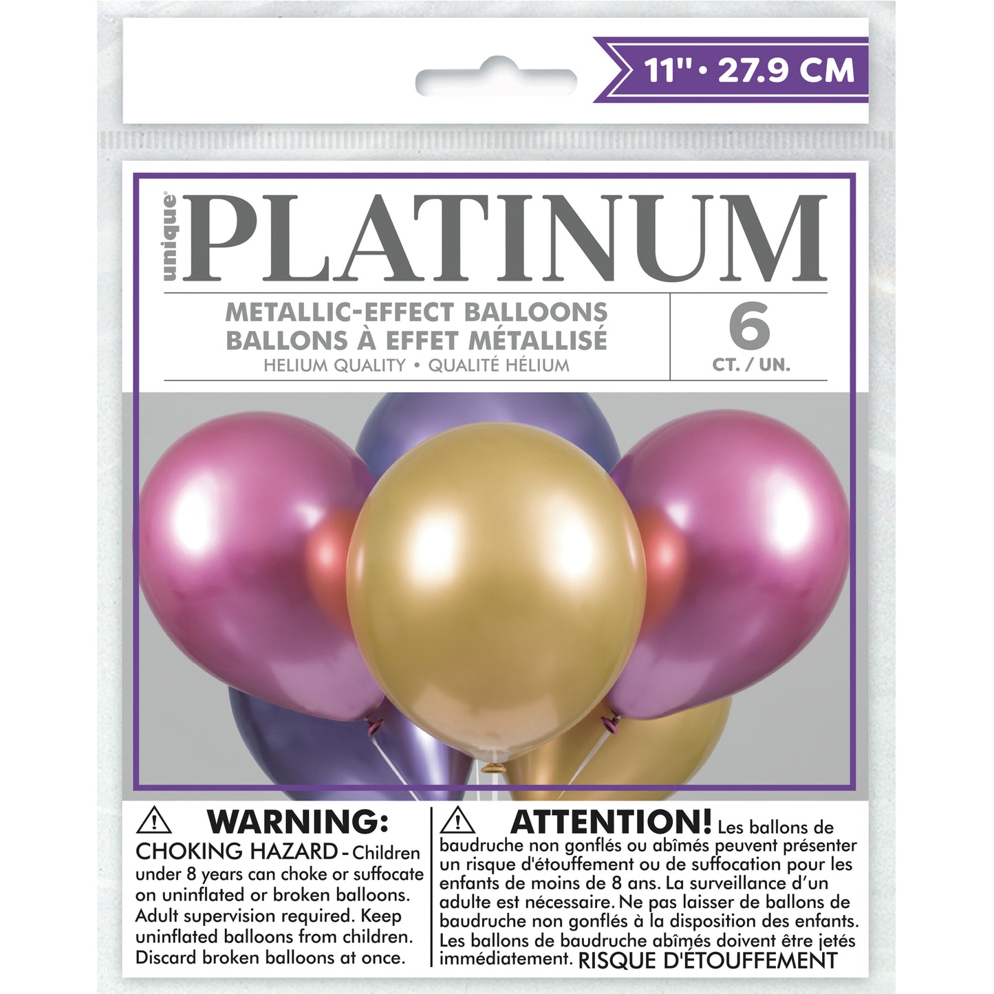Latex Balloons  11" - Pink Purple & Gold Platinum , 6ct - Assorted