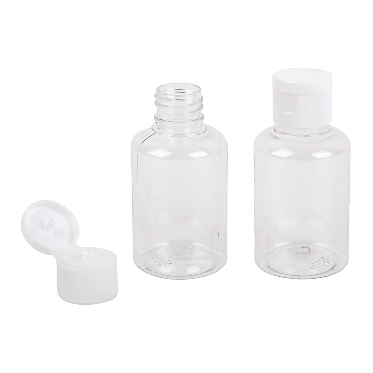 Global 2-pc 50ml Travel Bottles, Flip-up Top, Clear color, pbh(HZ)