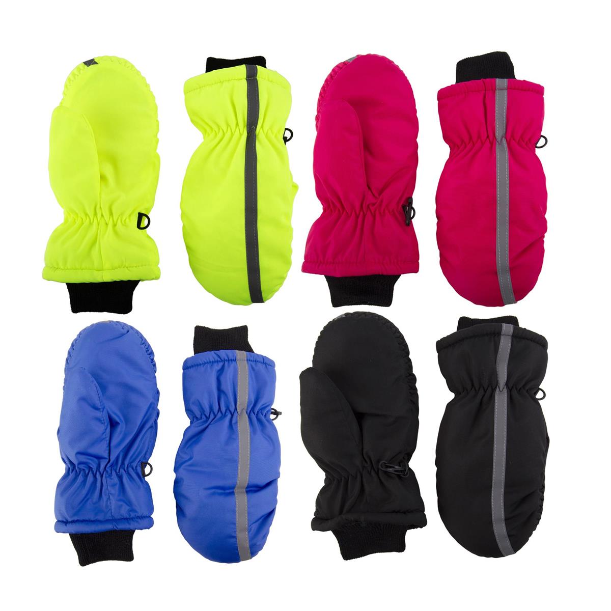NordicT. Kids Ski Mitts w Reflector 4 asst, w cuff strap, hc