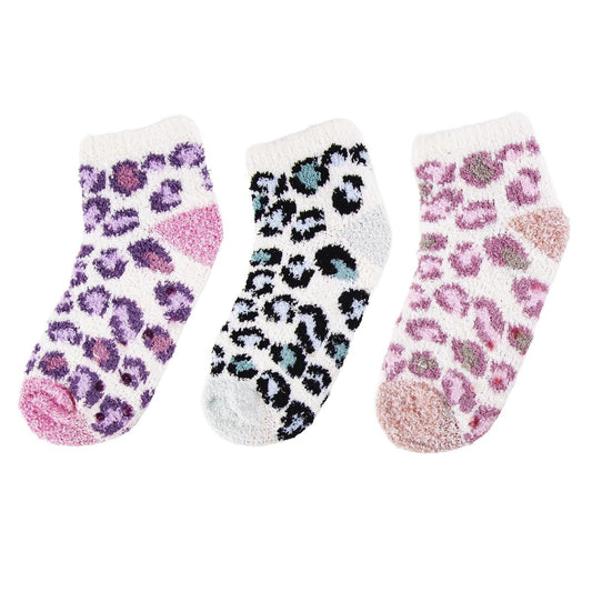 NordicT. Ladies Animal Fuzzy Socks 3 asst, ankle w antislip, hc