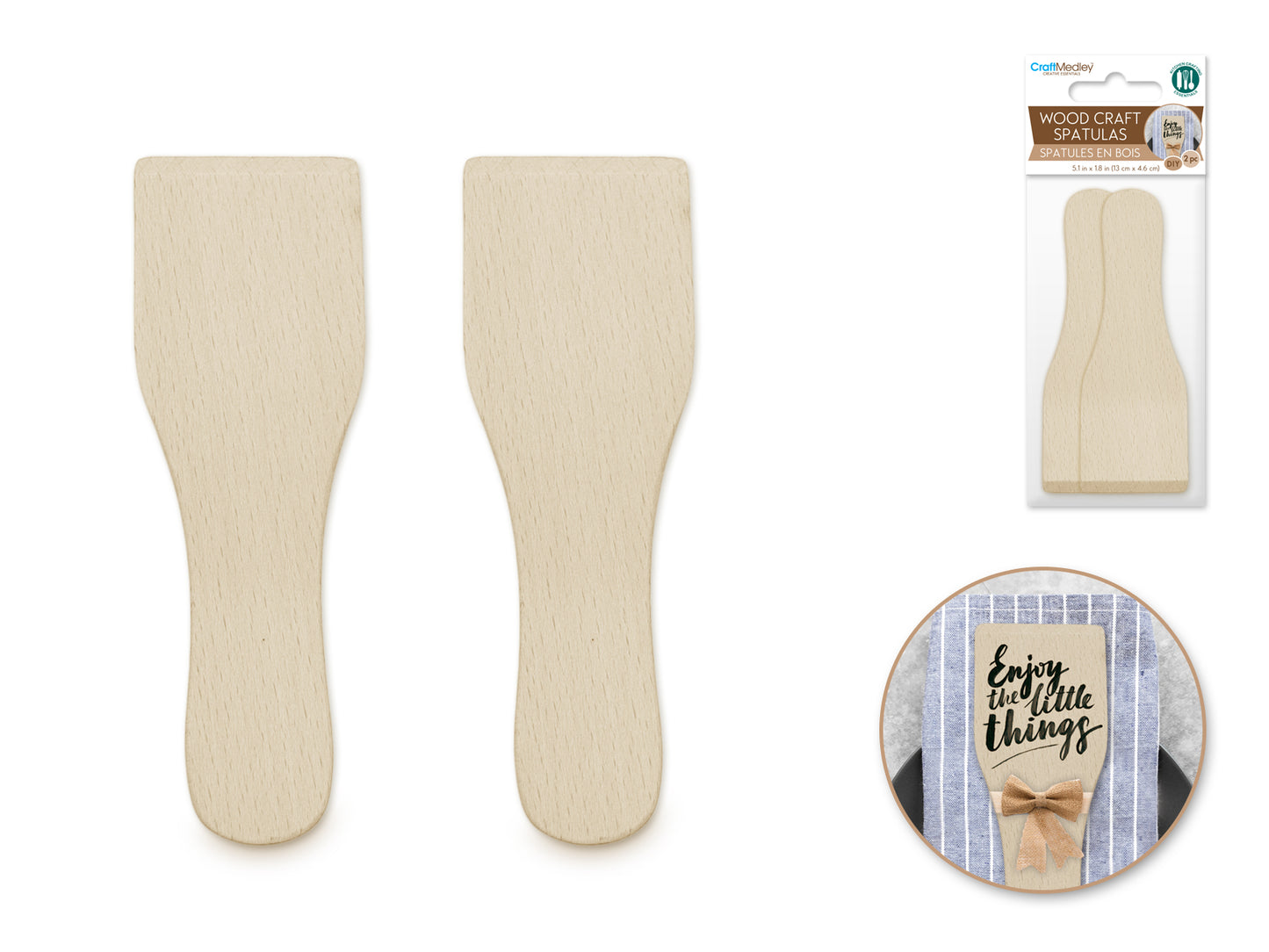 Wood Craft: 5.1"x1.8" Flat Spatula 2pc