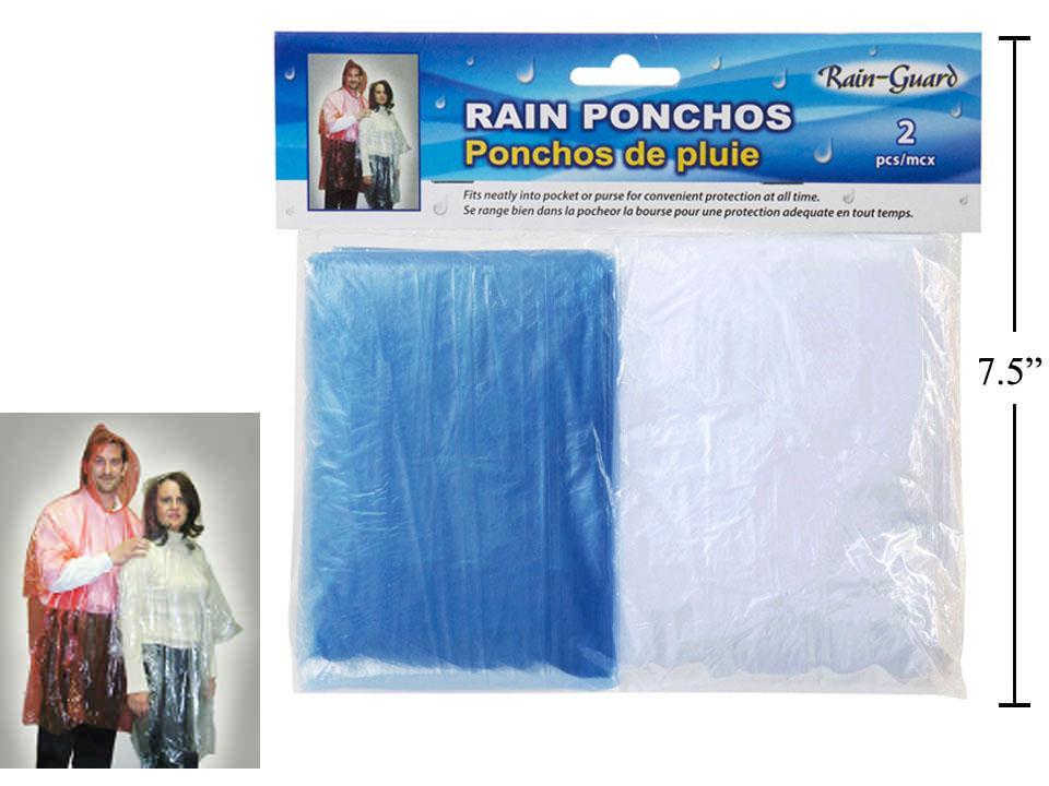 2-pc Rain Poncho, 2 col., pbh,  Colour: Clear & Blue