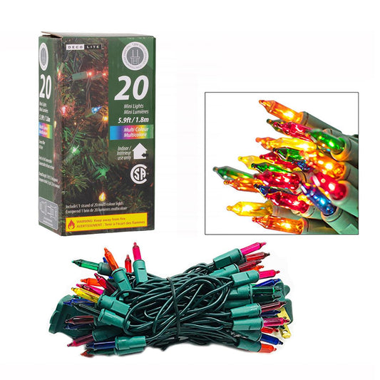 Deco L. 20pk Mini Indoor Lights- Multi Col.,5.9FT.,straight line;box