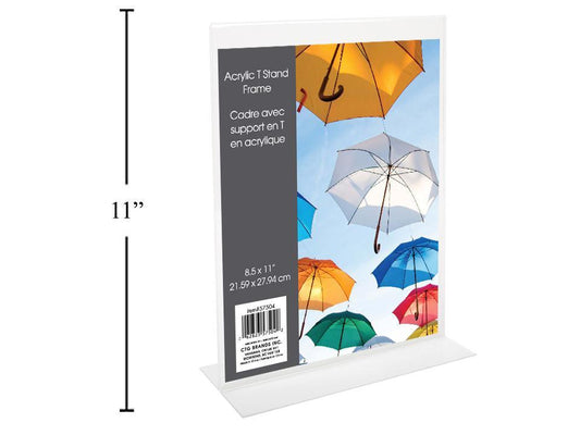Acrylic T Frame 8.5''x11''Lite Duty Document Size, plastic film