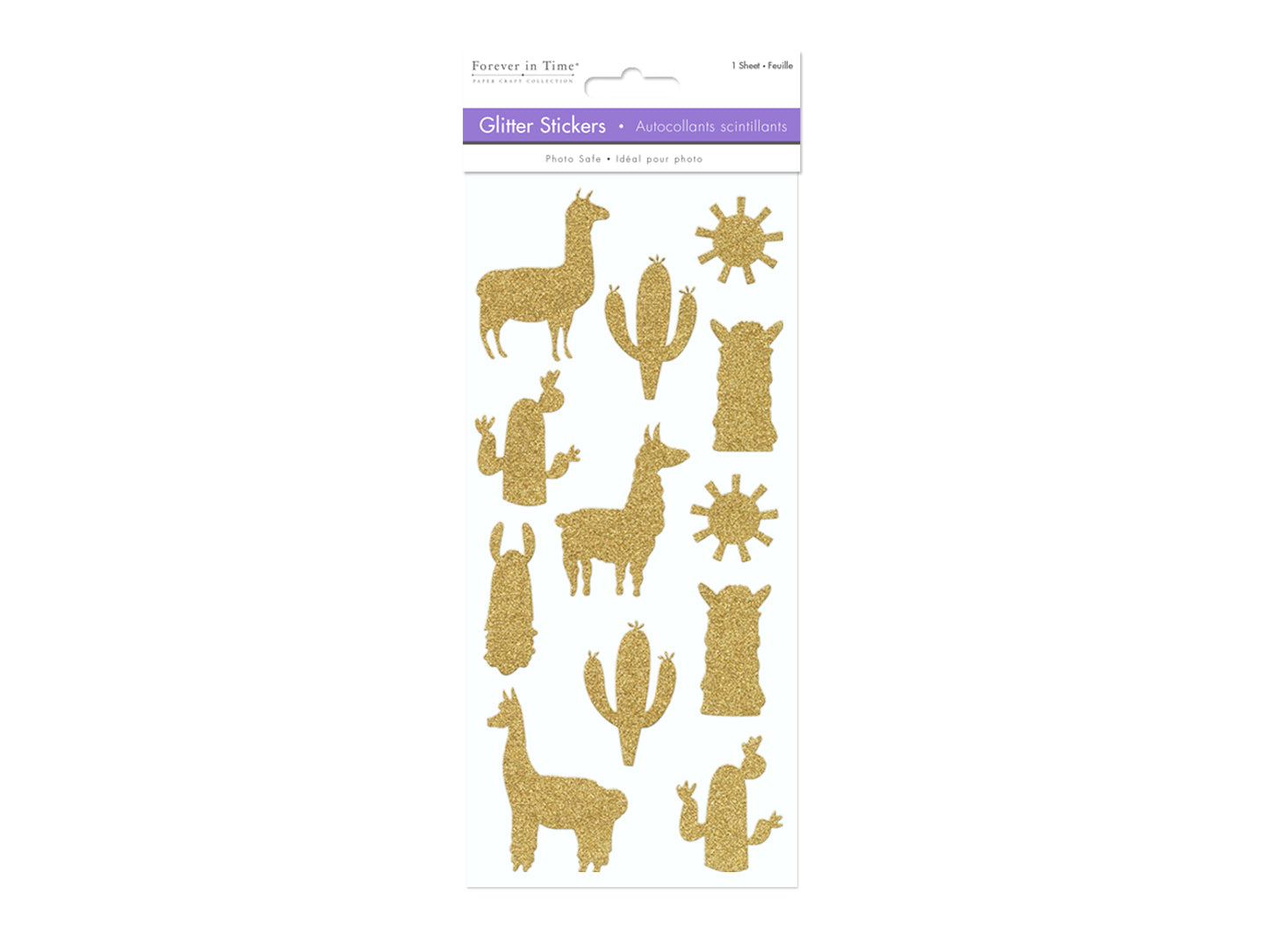 Paper Craft Sticker: 11.5x23.2cm Glitter Themed D) Llama