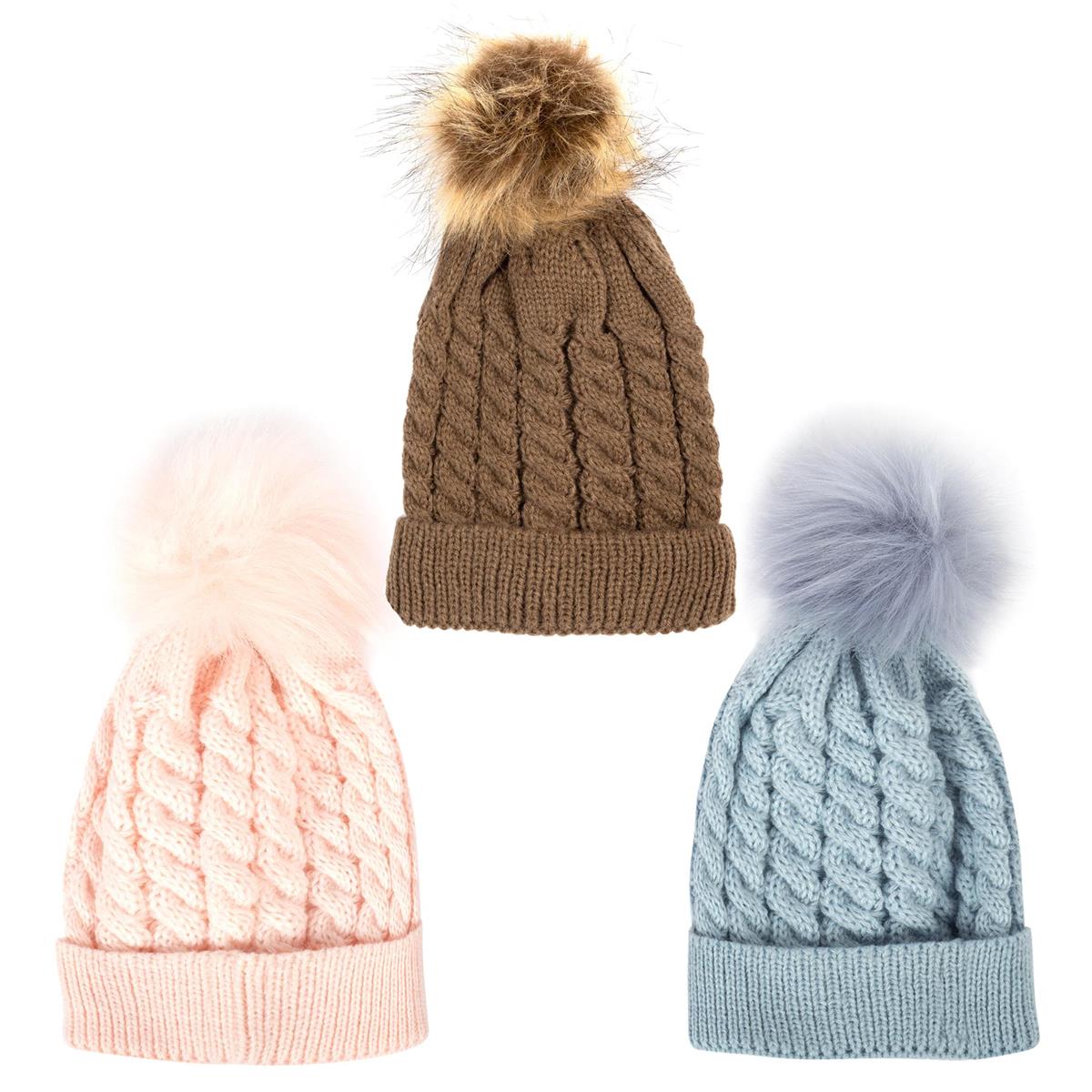 Nordic T. Infant Knitted Tuque w/ Cuff & Pom Pom, 3/c, One Size, cht