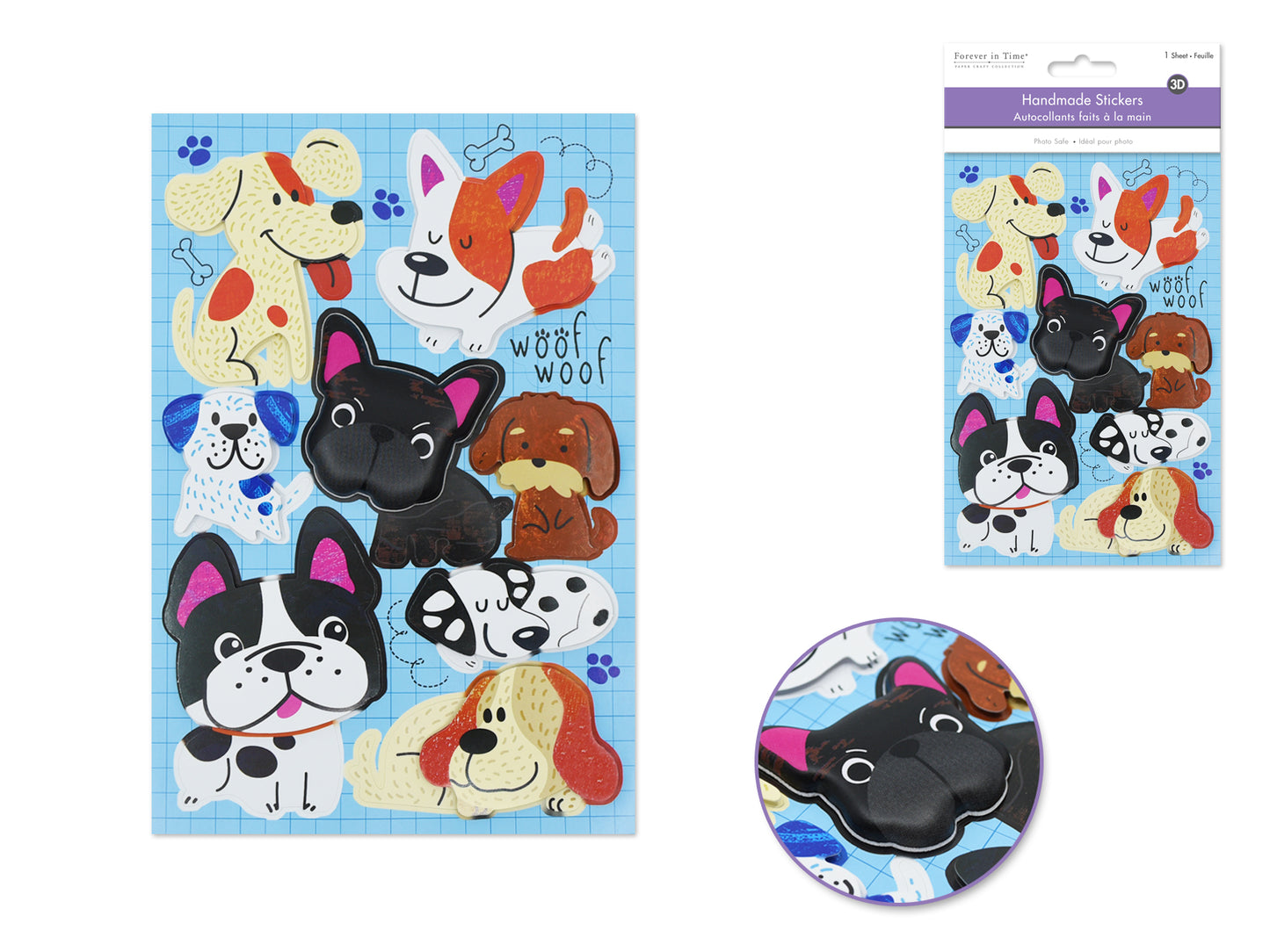 Handmade Sticker: 4.9"x7.3" 3D Big Puffy D) Woof (Copy)
