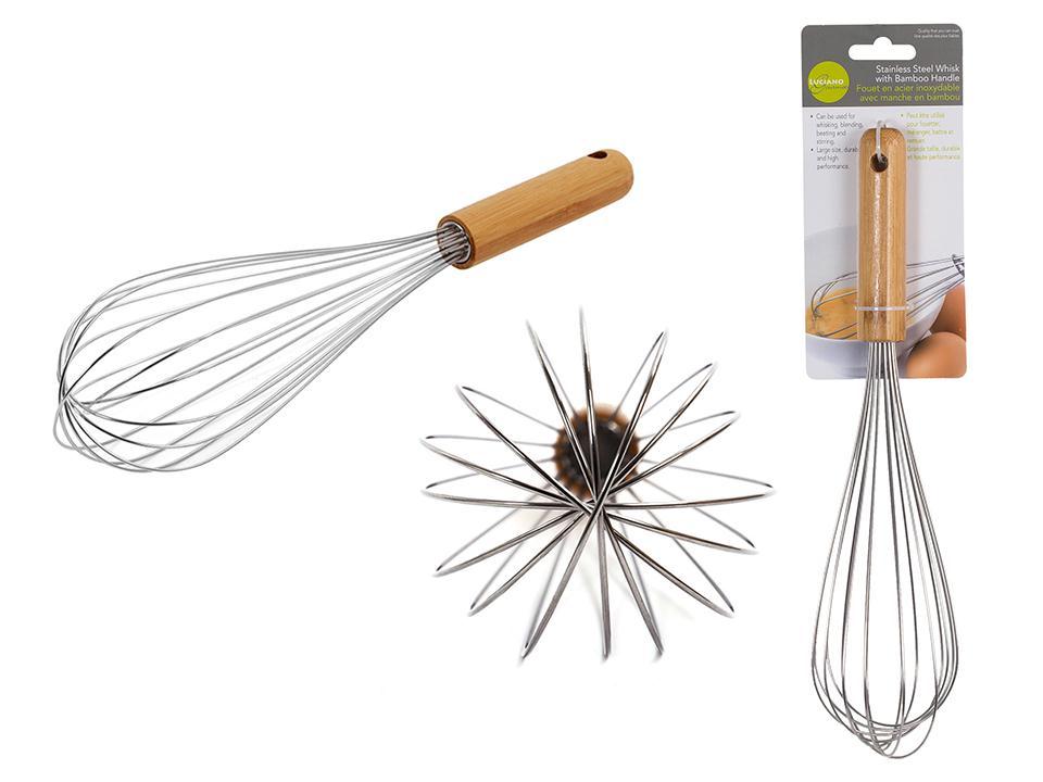 L.Gourmet 12"L SS Whisk w/ Bamboo Handle, t.o.c.