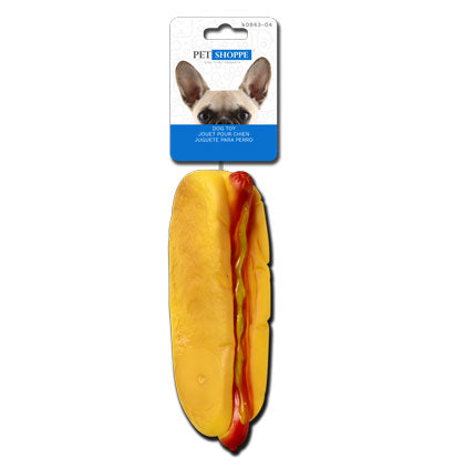 SQUEAKY DOG TOY LARGE HOT DOG
