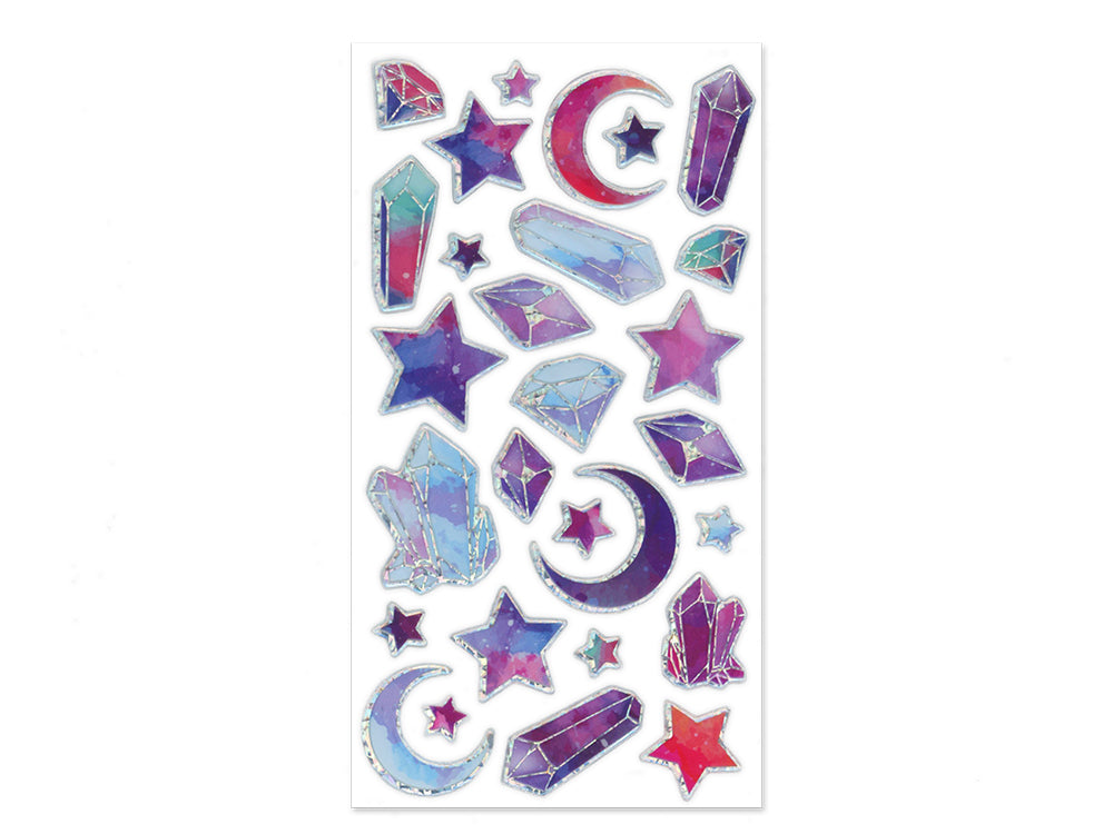 Paper Craft Sticker: 3.8"x6.9" 3D Foil Ombre I) Crystal Moon