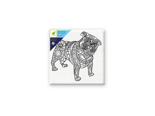 Stretch Artist Printed Canvas: 12"x12" Primed Back-Stapled A) French Bulldog
