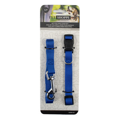 NYLON SMALL DOG LEASH SET-BLUE 1.5x25-40cm?1.5x120