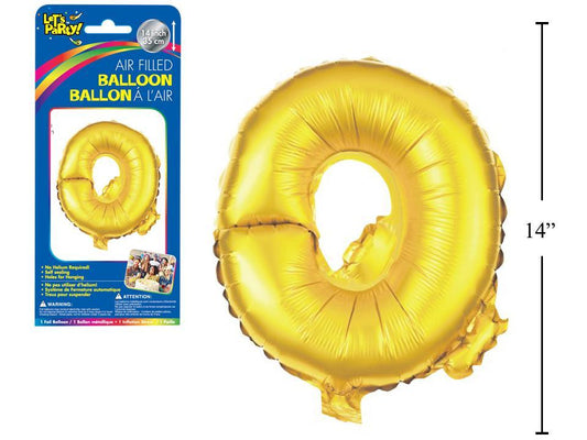 Let's Party "Q" Gold Air Filled Balloon,14"