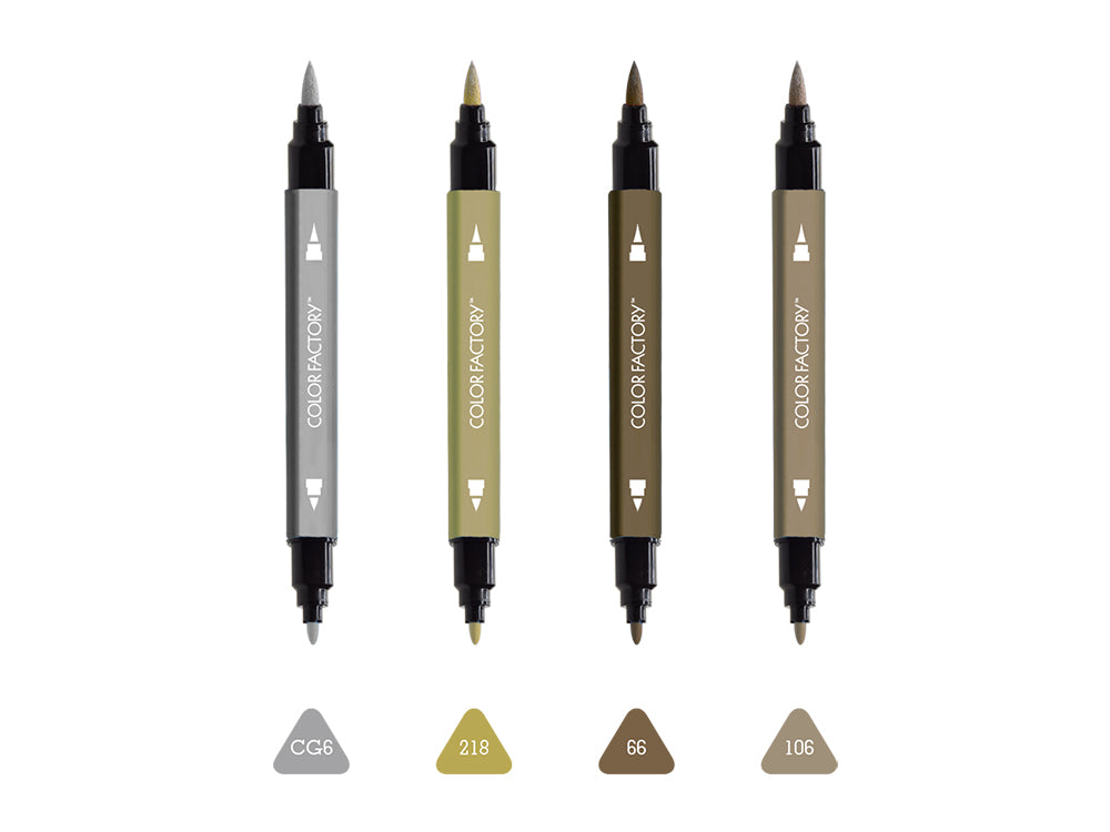 Color Factory: Metallic Dual-Tip Markers Fine+Brush 4pk Water Based B) Metallique