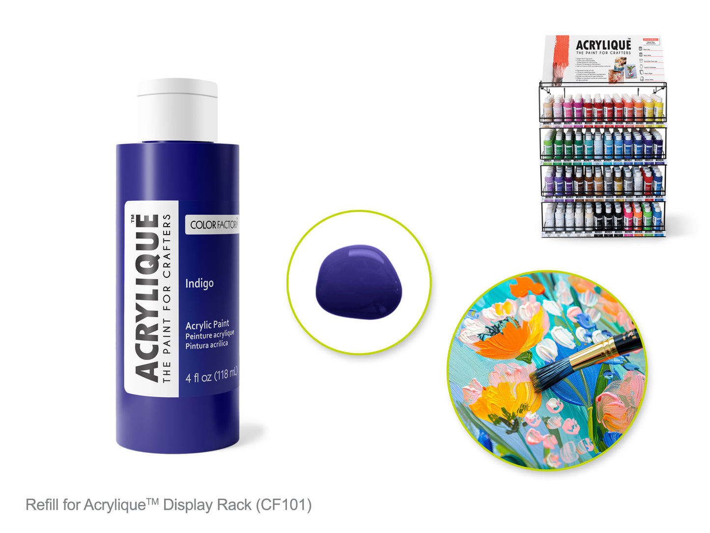 Color Factory: 4oz Acrylique Paint for Crafter's 045 Indigo